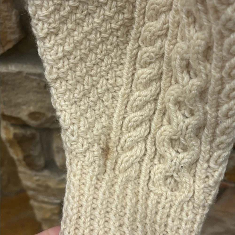Vintage Aran Carraig Cream Cable Knit Cardigan Sweater - Picture 4 of 6